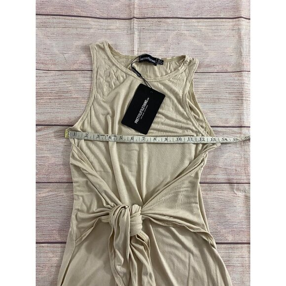 NWT Pretty Little Thing Beige Tie Waist Bodycon Dress - 4 - Picture 10 of 13